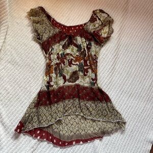 Vintage Floral Patterned Women's Floral Top